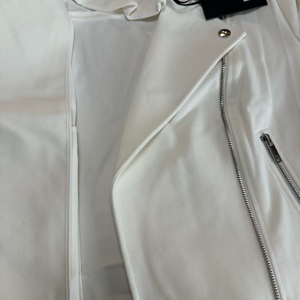 DKNY Ivory Moto Jacket NEW with tags Women’s Size Medium Stretch - Picture 4 of 7